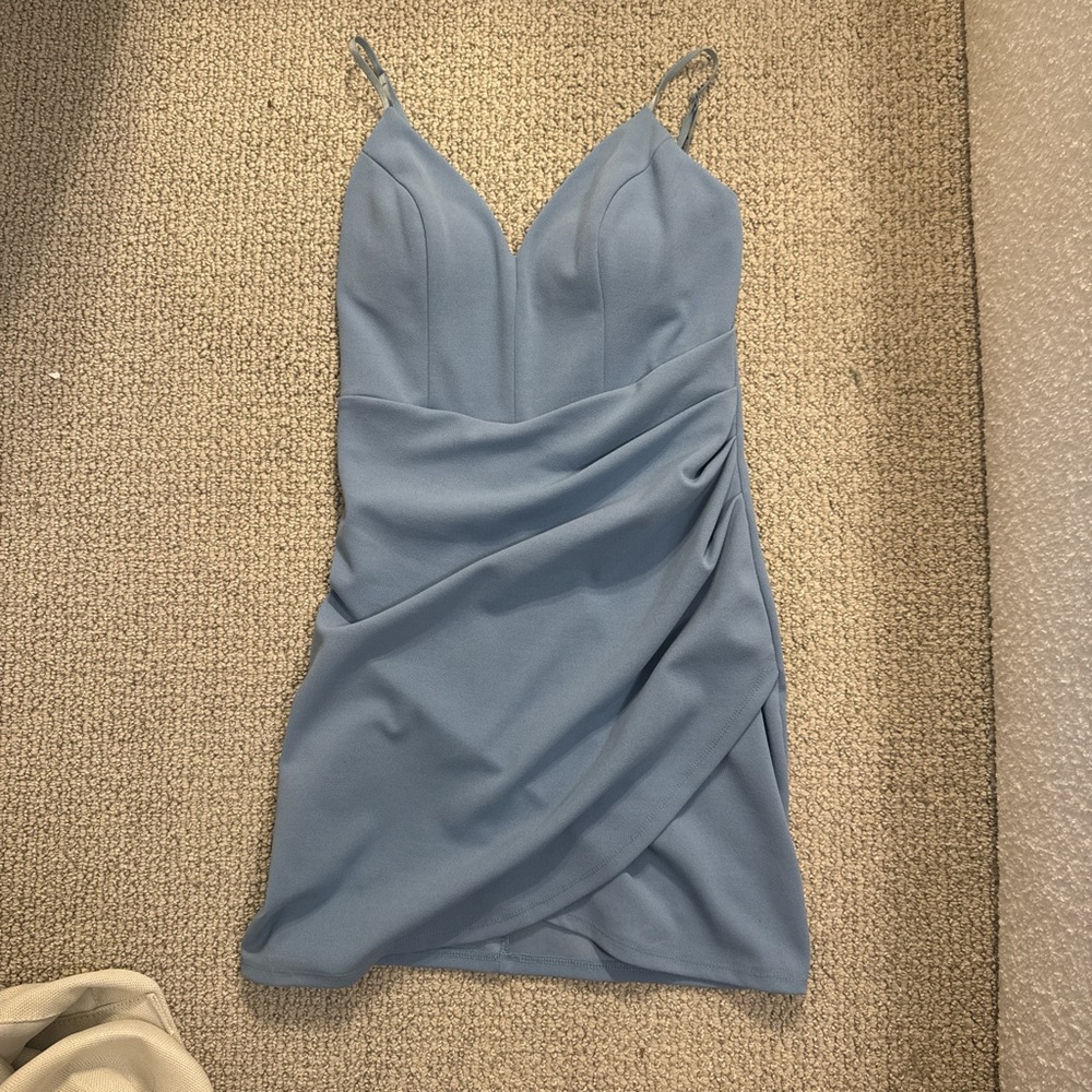 Emerald Sundae Blue Slip Mini Dress Spaghetti Strap